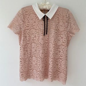 Karl Lagerfeld Lace Blouse in Blush Sz M - NWT